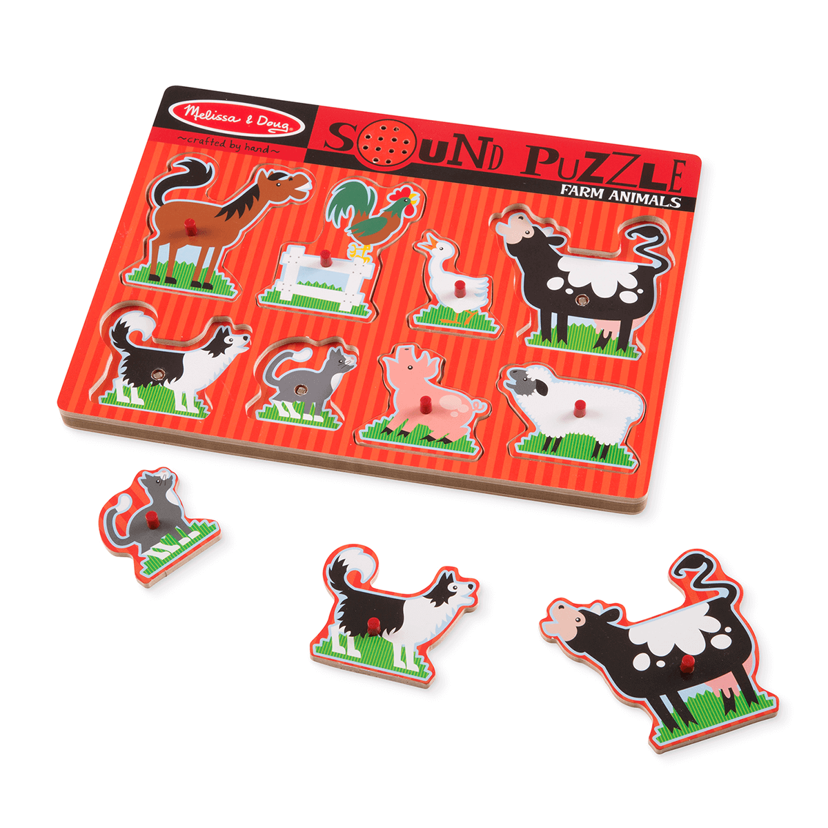 Melissa & Doug Farm Animals Touch and Feel Textured Wooden Puzzle