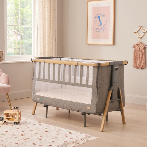 Tutti Bambini Oak XL Bedside Crib and Cot CoZee