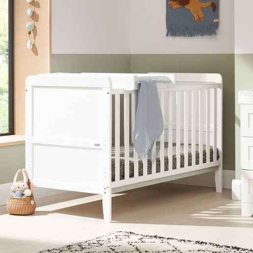 Tutti Bambini White Cot Bed with Cot Top Changer and Mattress Rio