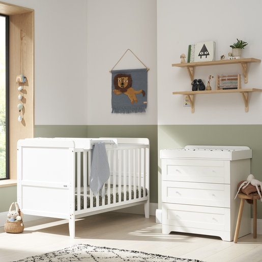 Tutti Bambini White Cot Bed with Chest Changer Rio