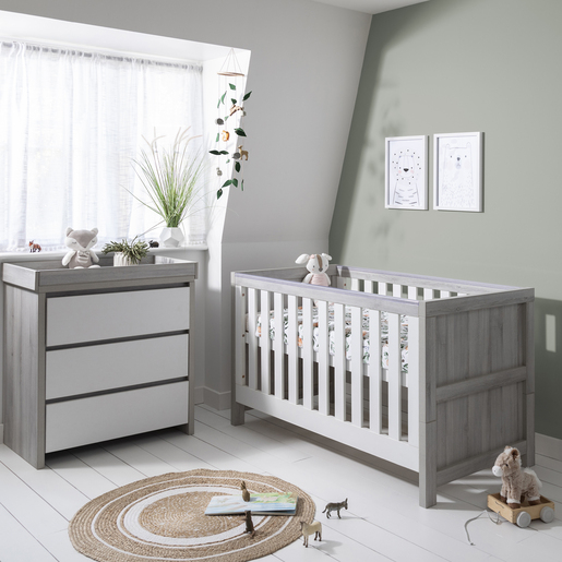 Tutti Bambini Grey Cot Bed with Chest Changer Modena