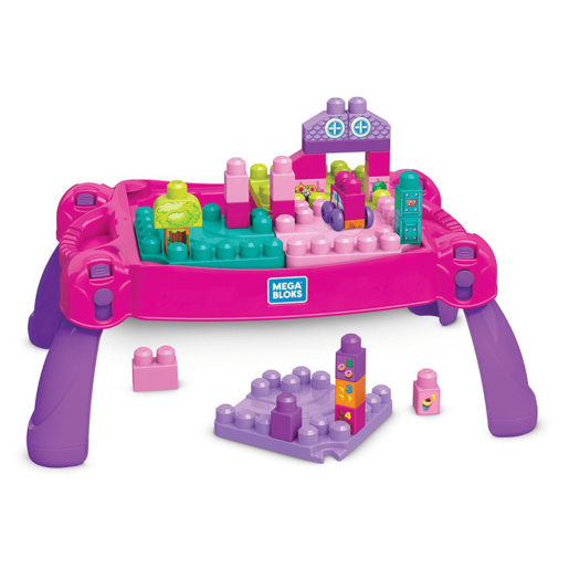 Mega Bloks Pink Build and Learn Table 30 Pieces Early Learning Centre
