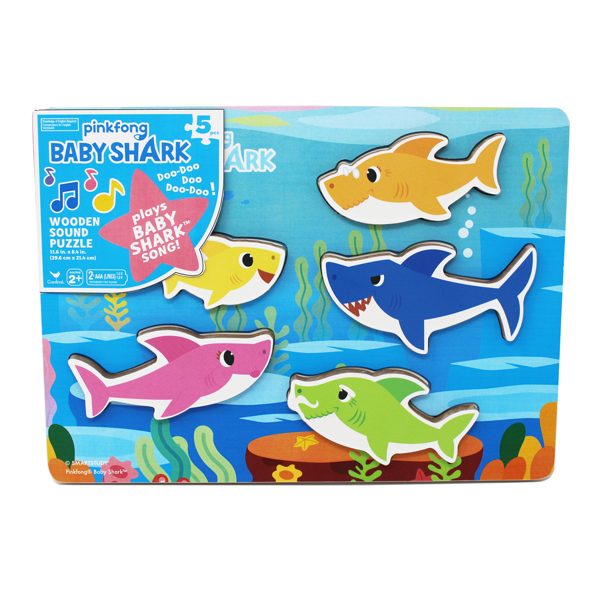 Baby Shark Chunky Wooden Sound Puzzle Plays Baby Shark Song Brand New and Sealed 