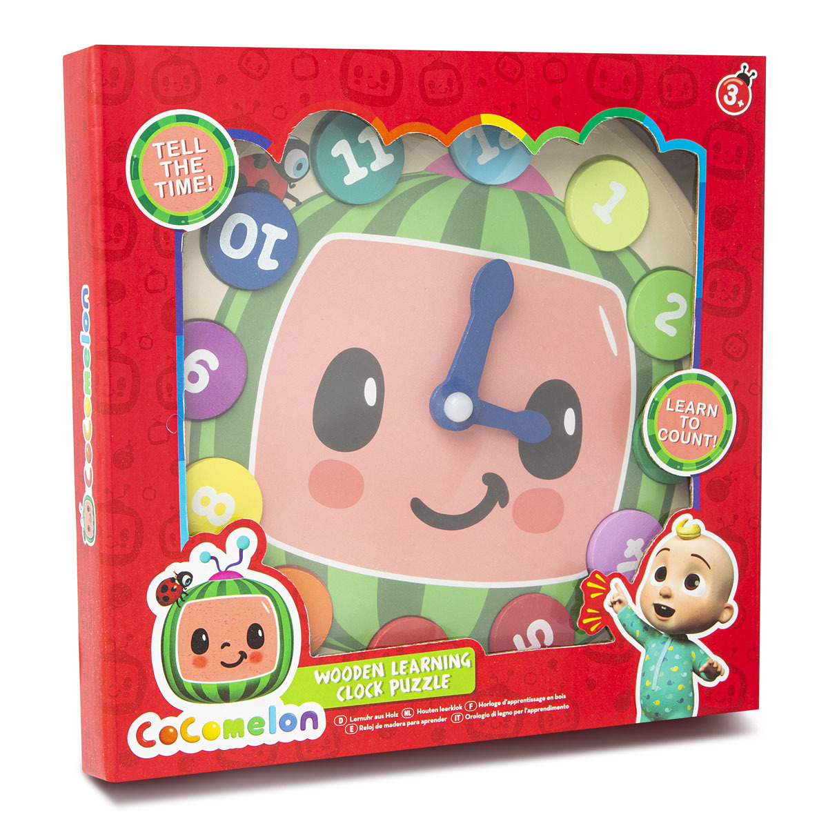 Toyland® Cocomelon Wooden Learning Clock Puzzle Toddler Toys Age 3+ Learn To Tell The Time