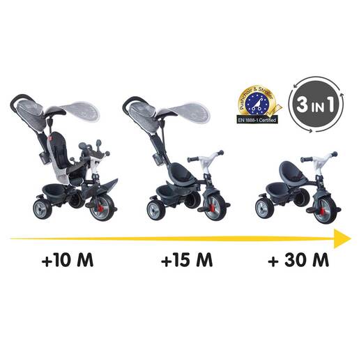 Smoby Baby Driver Plus 3-in-1 Transforming Trike Early Learning