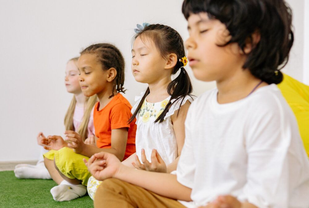 Children meditating.