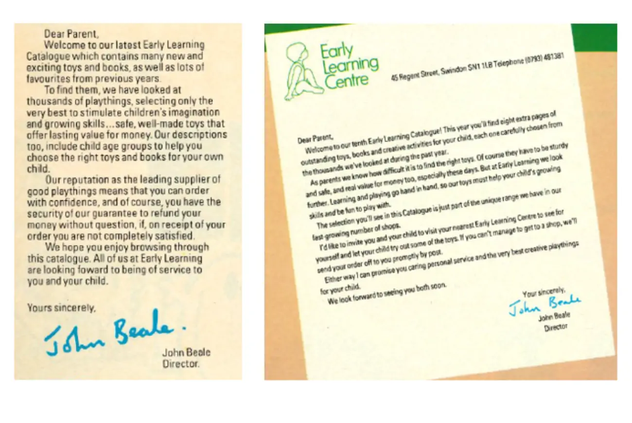 Letters from ELC founder John Beale to customers